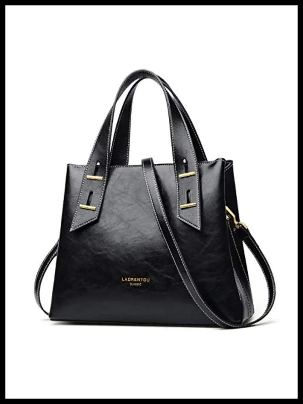 Genuine Leather Satchel Crossbody Handbag 3 Compartments